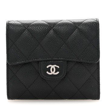 CHANEL Caviar Quilted Compact Flap Wallet Black