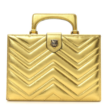 GUCCI Metallic Nappa Matelasse Broadway Top Handle Bag Gold