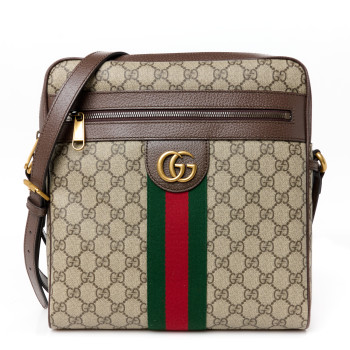 GUCCI GG Supreme Monogram Web Ophidia Messenger Bag Brown