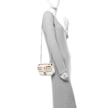 CHANEL Lambskin Quilted Mini Coco Clips Flap White