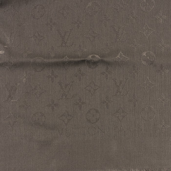 LOUIS VUITTON Silk Wool Monogram Shine Classic Shawl Taupe