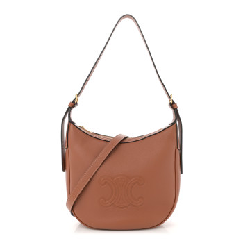 CELINE Supple Calfskin Small Triomphe Heloise Shoulder Bag Tan