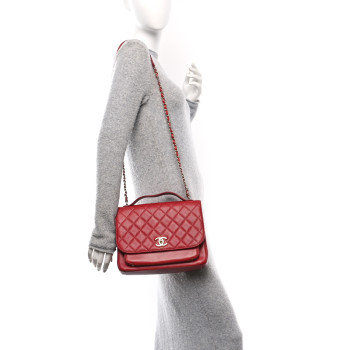 CHANEL Caviar Quilted Large Business Affinity Flap Red