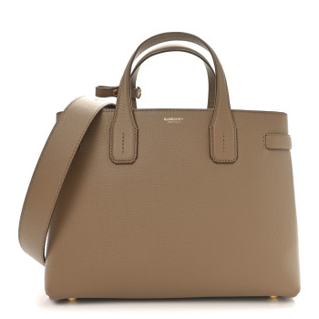 BURBERRY Derby Calfskin House Check Medium Banner Tote Camel