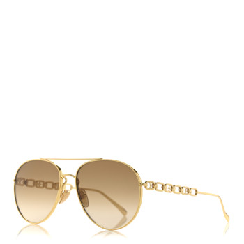 LOUIS VUITTON Metal My LV Chain Pilot Sunglasses Z1539W Gold