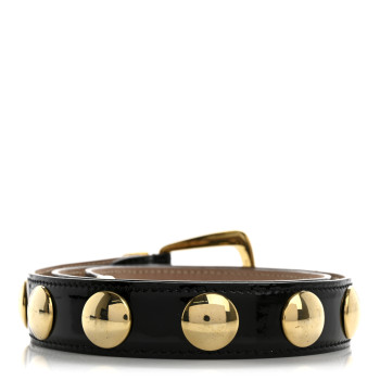KHAITE Patent Calfskin Studded Benny Belt XS/S 75/30 Black Gold