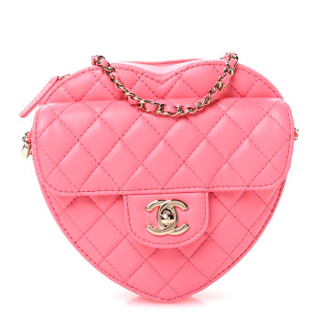 CHANEL Lambskin Quilted CC In Love Heart Bag Pink