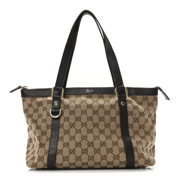 GUCCI Monogram Medium Abbey Tote Dark Brown