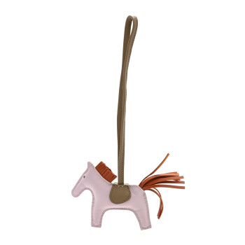 HERMES Milo Lambskin Grigri Rodeo Horse Bag Charm PM Mauve Pale Pain D'Epice Beige Marfa