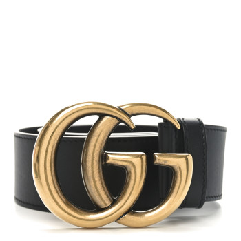 GUCCI Calfskin Double G 40mm Belt 75 30 Black