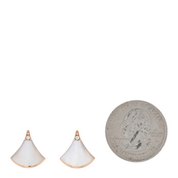 BULGARI 18K Rose Gold Diamond Mother of Pearl Divas' Dream Stud Earrings