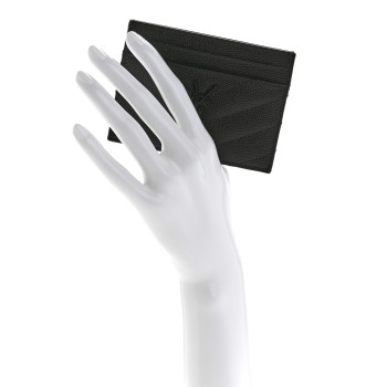 SAINT LAURENT Grain De Poudre Matelasse Chevron Monochrome Monogram Credit Card Case Black