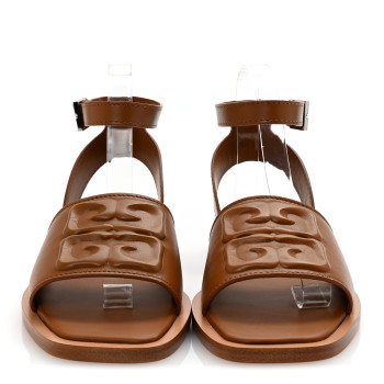 GIVENCHY Lambskin 4G Liquid Flat Sandals 37.5 Soft Tan