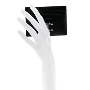 CELINE Shiny Calfskin Triomphe Card Holder Black