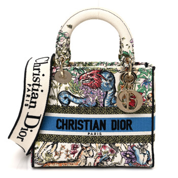 CHRISTIAN DIOR Canvas D-Constellation Embroidered Medium Lady D-Lite Latte Multicolor