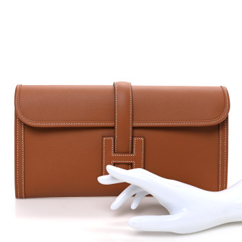 HERMES Evercolor Jige Elan 29 Clutch Gold