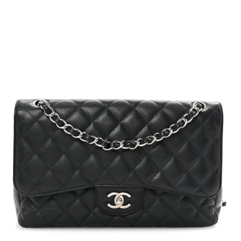 CHANEL Caviar Quilted Jumbo Double Flap Black