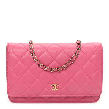 CHANEL Caviar Quilted Wallet on Chain WOC Pink