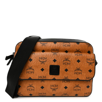MCM Visetos Monogram Medium Aren Crossbody Cognac