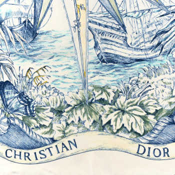 CHRISTIAN DIOR Silk Rêve d'Infini Square Scarf Blue