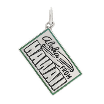 TIFFANY Sterling Silver Enamel Hawaii Postcard Charm Blue
