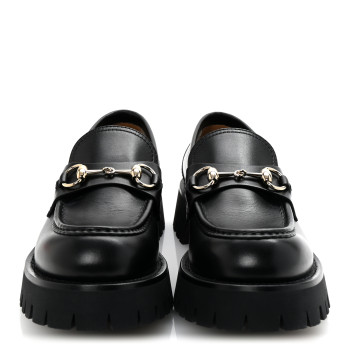 GUCCI Real Betis Glamour Calfskin Horsebit Womens Mocassin Loafers 39 Black