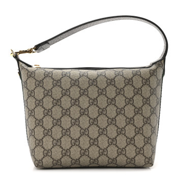 GUCCI GG Supreme Monogram Textured Calfskin Web Super Mini Ophidia Shoulder Bag Beige Ebony New Acero