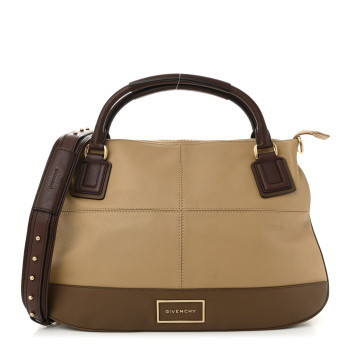 GIVENCHY Calfskin Double Handles Hobo Brown