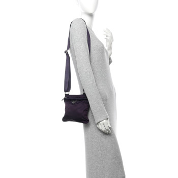 PRADA Tessuto Nylon Small Flat Messenger Bag Granato