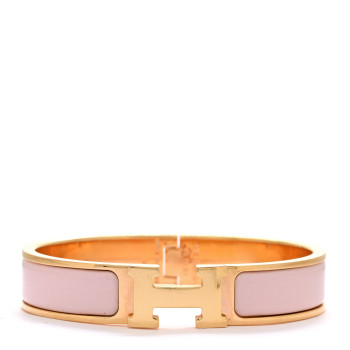 HERMES Enamel Narrow Clic Clac H Bracelet PM Rose Candeur