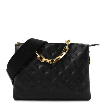 LOUIS VUITTON Lambskin Embossed Monogram Coussin PM Black
