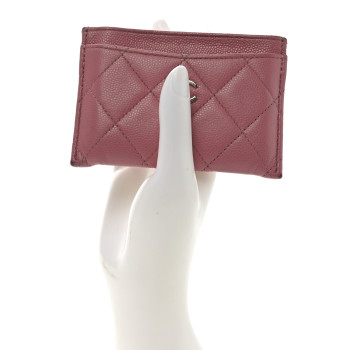 CHANEL Caviar Quilted Card Holder Pink