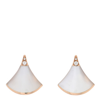 BULGARI 18K Rose Gold Diamond Mother of Pearl Divas' Dream Stud Earrings