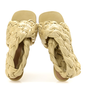 BOTTEGA VENETA Shiny Nappa Intrecciato The Board Sandals 37 Bandage