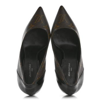 LOUIS VUITTON Monogram Cherie Pumps 37.5 Black
