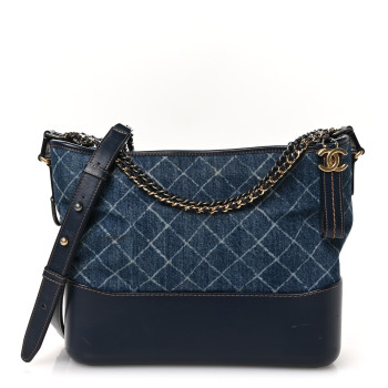 CHANEL Denim Calfskin Medium Gabrielle Hobo Blue