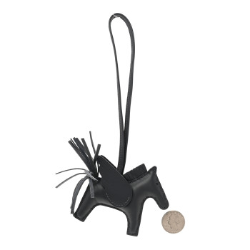 HERMES Milo Lambskin Grigri Rodeo Pegase Horse Bag Charm PM Ardoise