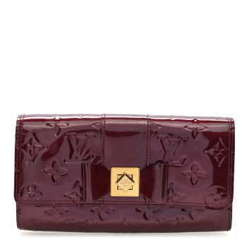 LOUIS VUITTON Vernis Sarah Noeud Wallet Rouge Fauviste