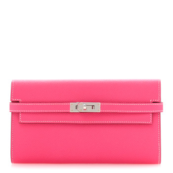 HERMES Epsom Kelly Longue Wallet Rose Tyrien