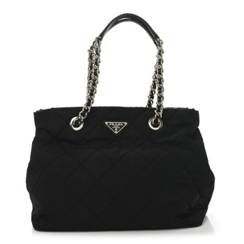 PRADA Nylon Tessuto Impuntu Quilted Tote Black