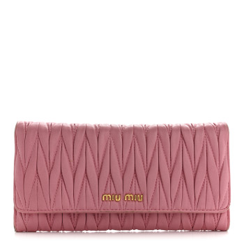 MIU MIU Nappa Matelasse Flap Wallet Rosa