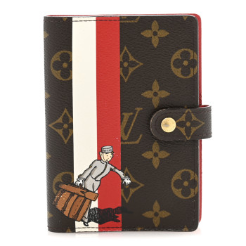 LOUIS VUITTON Monogram Groom Small Ring Agenda Cover Red