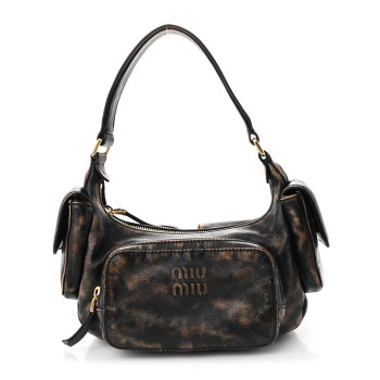 MIU MIU Distressed Nappa Pocket Bag  Sand Coffee