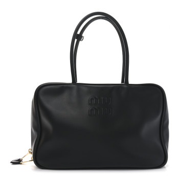 MIU MIU Calfskin Softy Medium Beau Top Handle Bag Black