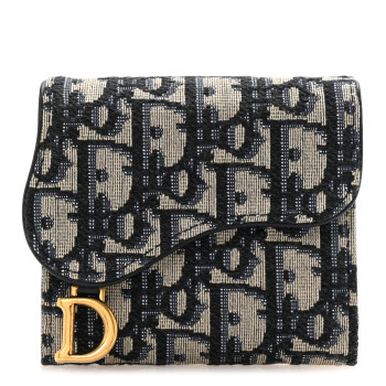 CHRISTIAN DIOR Oblique Saddle Lotus Wallet Blue