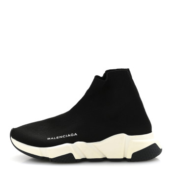 BALENCIAGA Neoprene Knit Womens Speed Sneakers 35 Black White