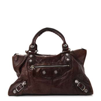 BALENCIAGA Agneau Giant 21 Silver Hardware Work Charbon