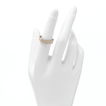 HERMES 18K Yellow Gold Diamond Pave Kelly Ring 53 6.25