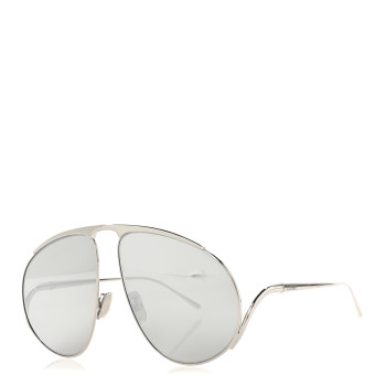 LOEWE Metal Hillock Aviator Oversized Sunglasses LW40180U Silver