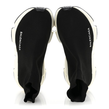 BALENCIAGA Neoprene Knit Womens Speed Sneakers 35 Black White